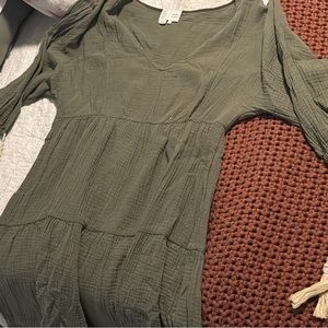 Anthro Saturday Sunday green dress long sleeves